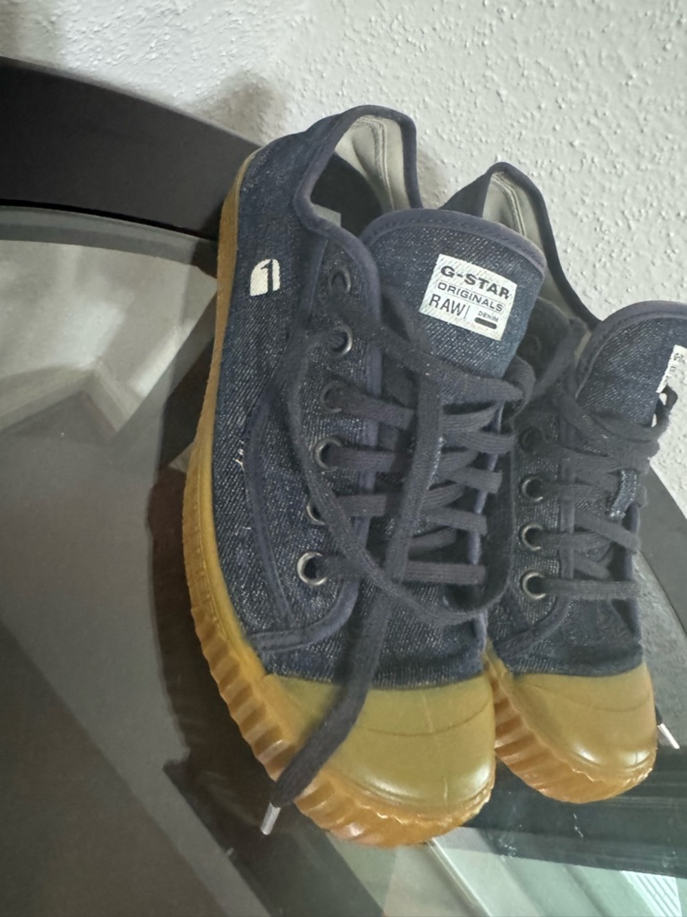 G-Star Navy Canvas Low-Top Sneakers with Gum Sole - Picture 4 of 16